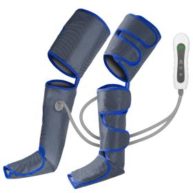 Leg Massager Air Compression Calf Feet Thigh Foot Massage Wraps Muscle Pain Relief Blood Circulation with 4 Modes 3 Intensities - Blue
