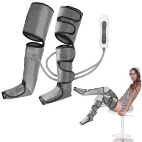 Leg Massager Air Compression Calf Feet Thigh Foot Massage Wraps Muscle Pain Relief Blood Circulation with 4 Modes 3 Intensities - Grey