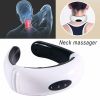 Electric Tens Unit Pulse Neck Massager Magnetic Pulse Therapy Vertebra Relax - White