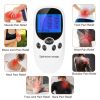 Electric Muscle Stimulator Dual Channels Pulse Massager Pain Relief Therapy Tens Device with Electrode Pads Wires - White