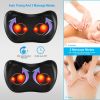 Back Neck Massage Pillow Kneading Massager In-Car Thermotherapy Massage Pillow w/ Car Charger US Plug - Black
