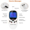 Electric Muscle Stimulator Dual Channels Pulse Massager Pain Relief Therapy Tens Device with Electrode Pads Wires - White