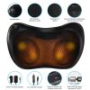 Back Neck Massage Pillow Kneading Massager In-Car Thermotherapy Massage Pillow w/ Car Charger US Plug - Black